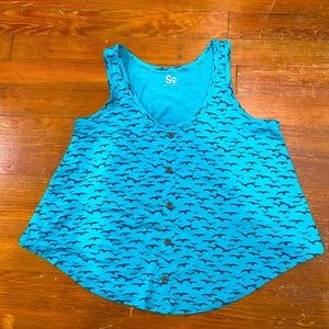 Seaside bird button tank top